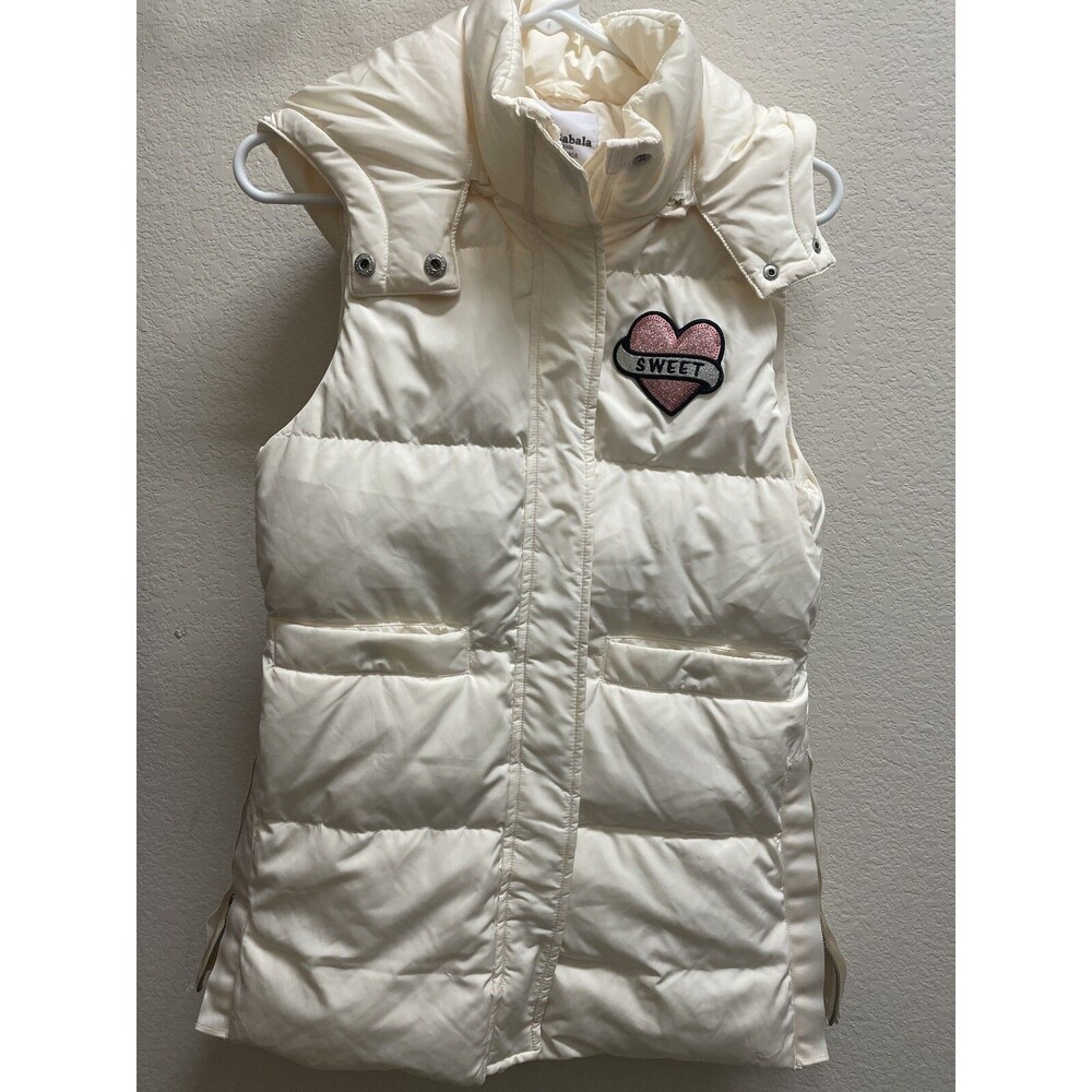 Duck Down Vest Girls With Hoodie Ivory XL 14/16